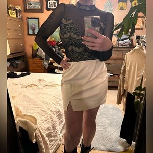 White vegan leather skirt